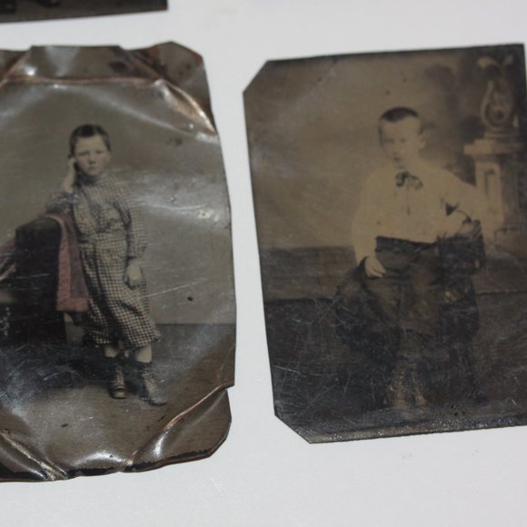 Antique Victorian 1800s Era Tintype Tin Type Photograph Photos CHILDREN Lot of 6 - Picture 4 of 6